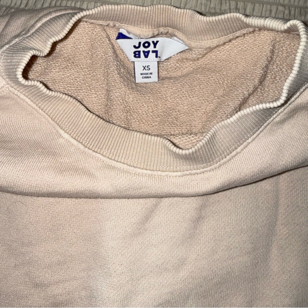 Sunbleached Tan Cropped Oversized JoyLab Crew Neck Sweatshirt xsmall - Picture 2 of 4
